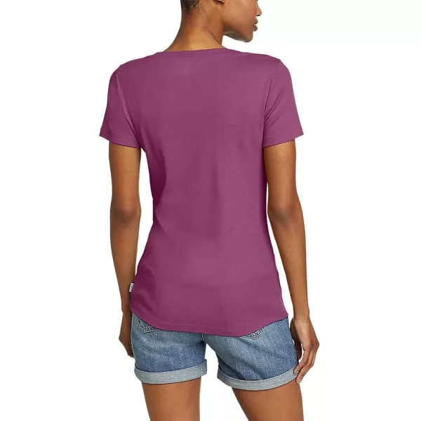 imageEddie Bauer Womens Stines ShortSleeve VNeck TShirtWineberry