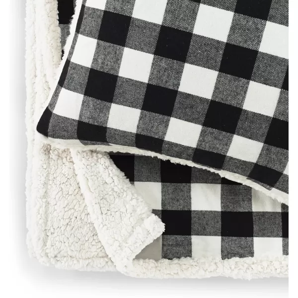 imageEddie BauerPolyester Throw Blanket with Pillow Reversible FlannelSherpa Bedding Set Buffalo Plaid Home Decor for All Seasons 1 Count Pack of 1 RedBlack CheckBlackWhite Check
