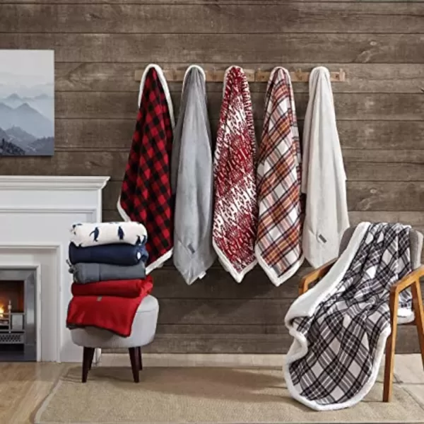 imageEddie BauerPolyester Throw Blanket with Pillow Reversible FlannelSherpa Bedding Set Buffalo Plaid Home Decor for All Seasons 1 Count Pack of 1 RedBlack CheckRedBlack Check