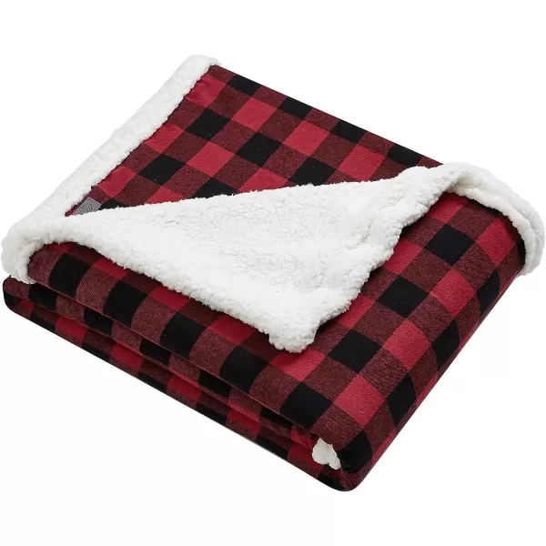 imageEddie BauerPolyester Throw Blanket with Pillow Reversible FlannelSherpa Bedding Set Buffalo Plaid Home Decor for All Seasons 1 Count Pack of 1 RedBlack CheckRedBlack Check