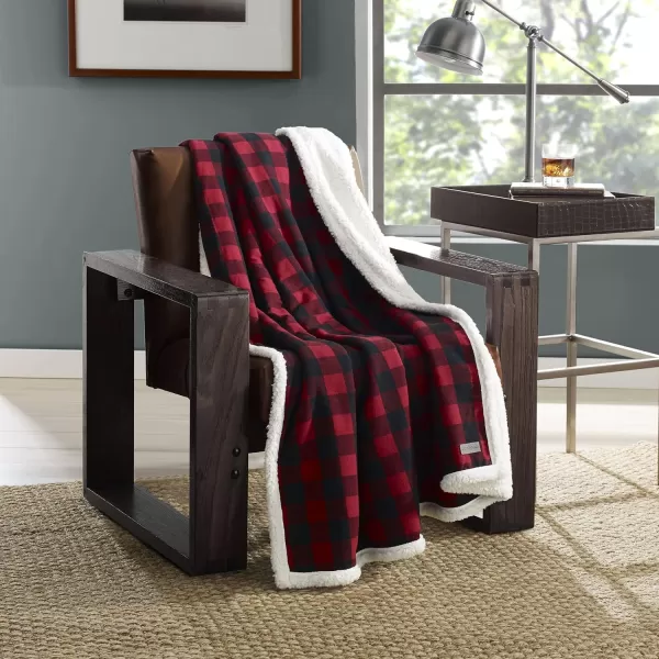 imageEddie BauerPolyester Throw Blanket with Pillow Reversible FlannelSherpa Bedding Set Buffalo Plaid Home Decor for All Seasons 1 Count Pack of 1 RedBlack CheckRedBlack Check