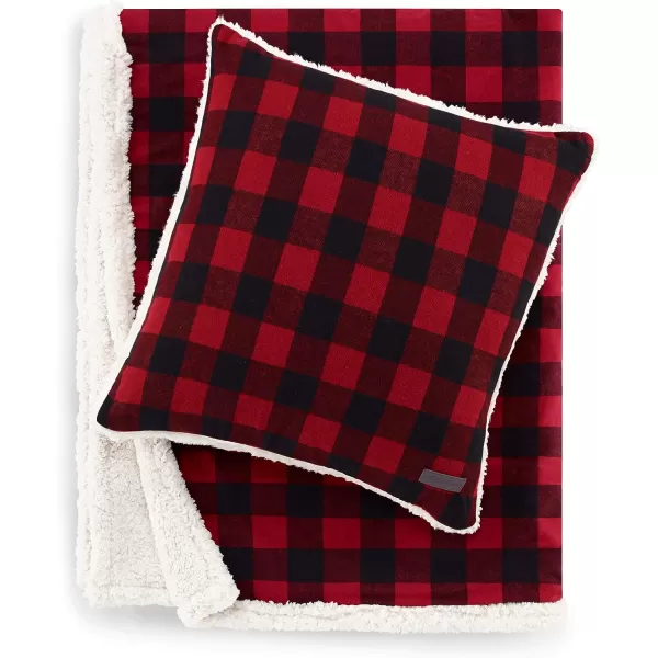 imageEddie BauerPolyester Throw Blanket with Pillow Reversible FlannelSherpa Bedding Set Buffalo Plaid Home Decor for All Seasons 1 Count Pack of 1 RedBlack CheckRedBlack Check
