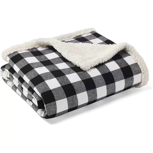 imageEddie BauerPolyester Throw Blanket with Pillow Reversible FlannelSherpa Bedding Set Buffalo Plaid Home Decor for All Seasons 1 Count Pack of 1 RedBlack CheckBlackWhite Check
