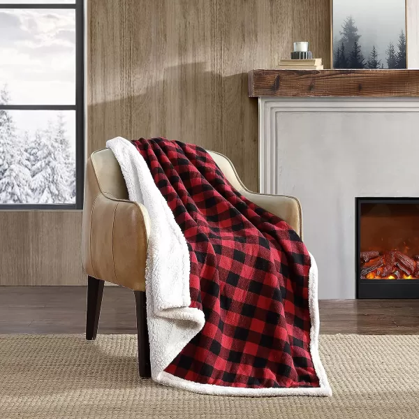 imageEddie BauerPolyester Throw Blanket with Pillow Reversible FlannelSherpa Bedding Set Buffalo Plaid Home Decor for All Seasons 1 Count Pack of 1 RedBlack CheckRedBlack Check