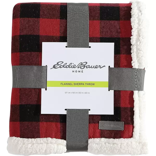 imageEddie BauerPolyester Throw Blanket with Pillow Reversible FlannelSherpa Bedding Set Buffalo Plaid Home Decor for All Seasons 1 Count Pack of 1 RedBlack CheckRedBlack Check