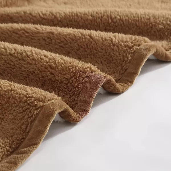 imageEddie BauerThrow Blanket Ultra Soft Plush Sherpa Home Dcor Reversible All Season Bedding Solid BrownIvory 50 x 60Throw Solid BrownIvory