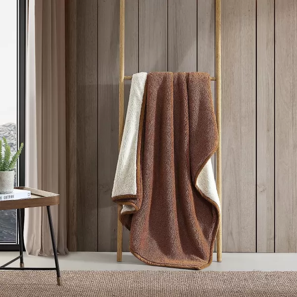 imageEddie BauerThrow Blanket Ultra Soft Plush Sherpa Home Dcor Reversible All Season Bedding Solid BrownIvory 50 x 60Throw Solid BrownIvory