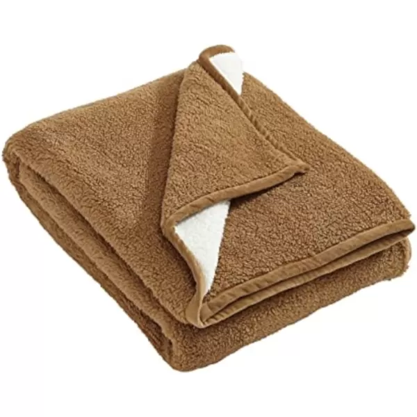 imageEddie BauerThrow Blanket Ultra Soft Plush Sherpa Home Dcor Reversible All Season Bedding Solid BrownIvory 50 x 60Throw Solid BrownIvory