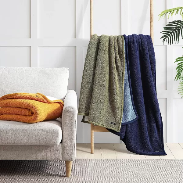 imageEddie BauerThrow Blanket Ultra Soft Plush Sherpa Home Dcor Reversible All Season Bedding Solid BrownIvory 50 x 60Throw Solid NavyLight Blue