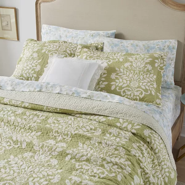 imageLaura Ashley Rowland Collection Quilt Set100 Cotton Reversible All Season Bedding with Matching Shams PreWashed for Added Comfort Twin SageLaura Ashley Rowland Collection Quilt Set100 Cotton Reversible All Season Bedding with Matching Shams PreWashed for Added Comfort Twin Sage