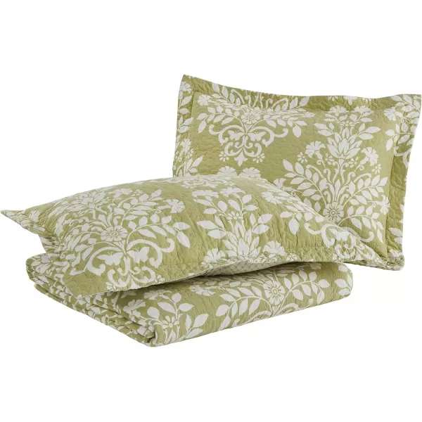 imageLaura Ashley Rowland Collection Quilt Set100 Cotton Reversible All Season Bedding with Matching Shams PreWashed for Added Comfort Twin SageLaura Ashley Rowland Collection Quilt Set100 Cotton Reversible All Season Bedding with Matching Shams PreWashed for Added Comfort Twin Sage