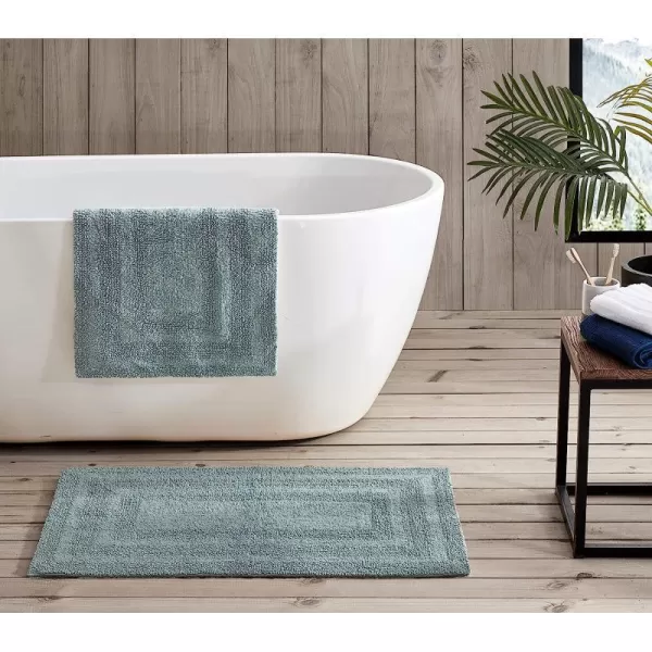 imageEddie Bauer  Bathroom Rug Runner Soft Tufted Cotton Bathroom Decor Super Absorbent amp Quick Dry Logan Light Grey 60 x 22Green 2 Piece