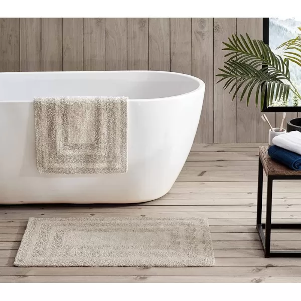 imageEddie Bauer  Bathroom Rug Runner Soft Tufted Cotton Bathroom Decor Super Absorbent amp Quick Dry Logan Light Grey 60 x 22Light Grey 2 Piece