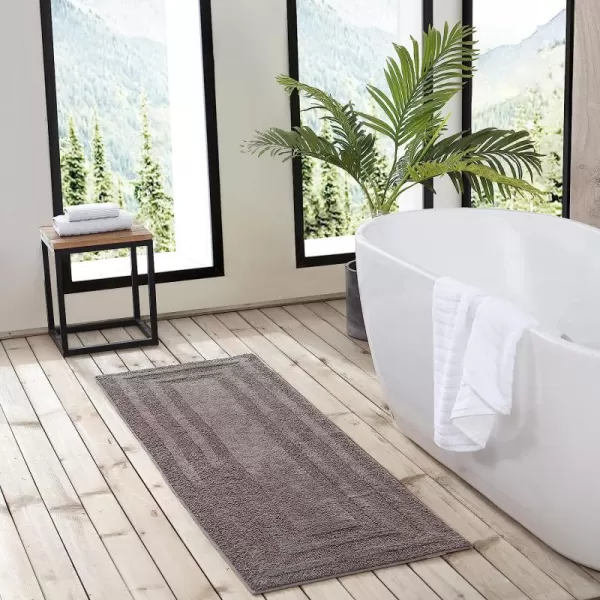 imageEddie Bauer  Bathroom Rug Runner Soft Tufted Cotton Bathroom Decor Super Absorbent amp Quick Dry Logan Light Grey 60 x 22Medium Brown Runner