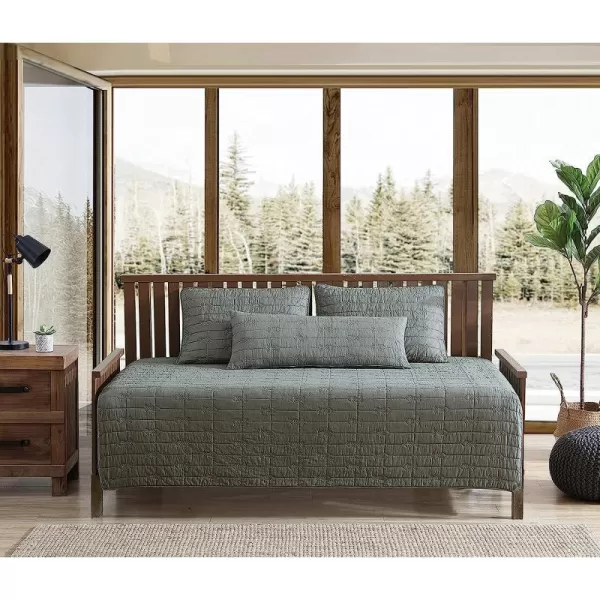 imageEddie Bauer  Daybed Set Reversible Cotton Bedding with Matching Shams amp Decorative Pillow Cover Lightweight Home Decor for All Seasons Troutdale Green DaybedDaybed
