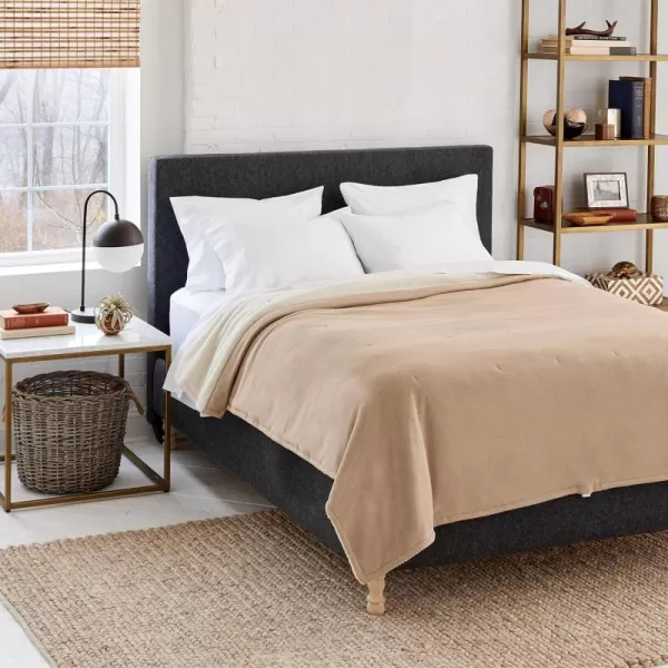 imageEddie Bauer  Full Heated Blanket Soft Fleece Electric Blanket with Sherpa Reverse Warm Bedding with LowVoltage Technology Grey FullKhaki