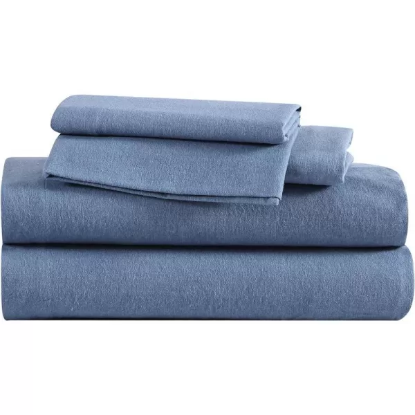 imageEddie Bauer  Full Sheets Cotton Flannel Bedding Set Brushed for Extra Softness Cozy Home Decor Ivory FullBlue