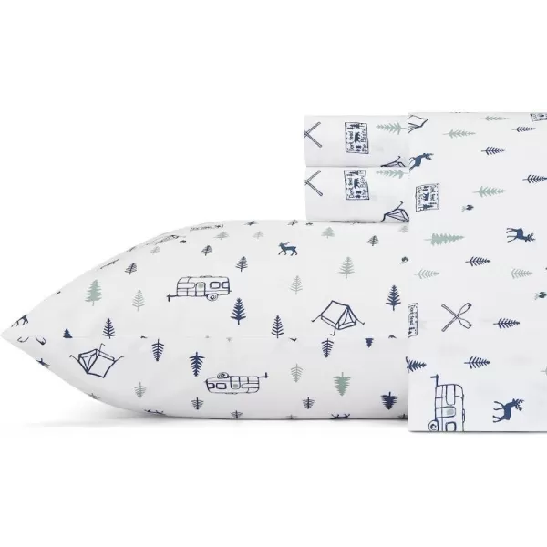 imageEddie Bauer  Full Sheets Cotton Percale Bedding Set Crisp amp Cool Home Decor Eddies Oar Blue FullFull Campout WhiteNavy