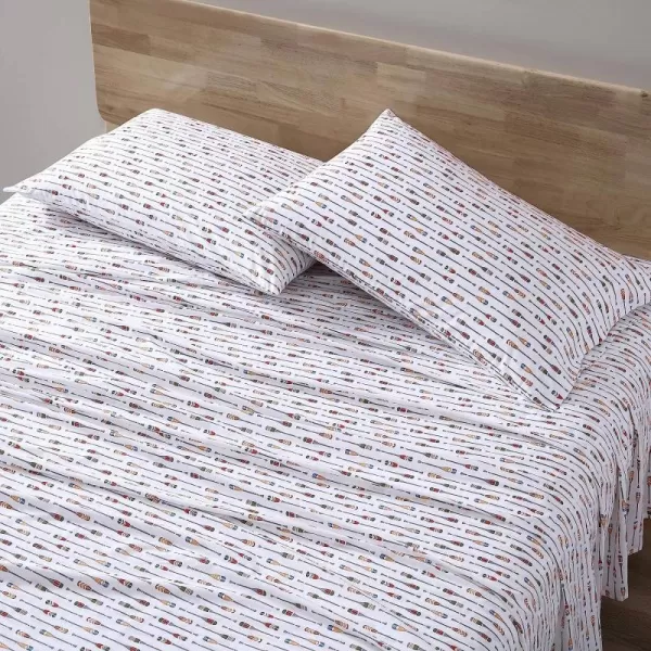 imageEddie Bauer  Full Sheets Cotton Percale Bedding Set Crisp amp Cool Home Decor Eddies Oar Blue FullFull Canoe Lake Paddle WhiteMulti
