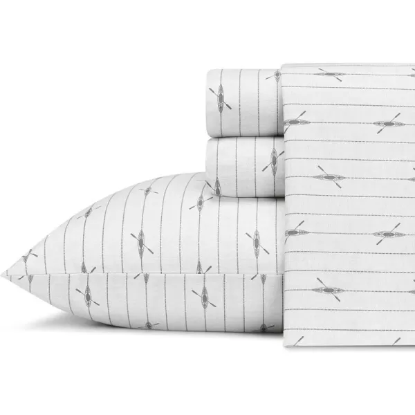 imageEddie Bauer  Full Sheets Cotton Percale Bedding Set Crisp amp Cool Home Decor Eddies Oar Blue FullFull Downstream Light GreyGrey