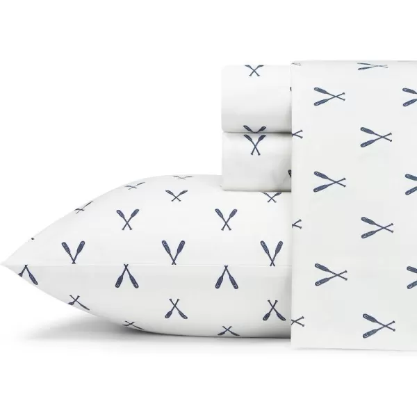 imageEddie Bauer  Full Sheets Cotton Percale Bedding Set Crisp amp Cool Home Decor Eddies Oar Blue FullFull Eddies Oar WhiteNavy
