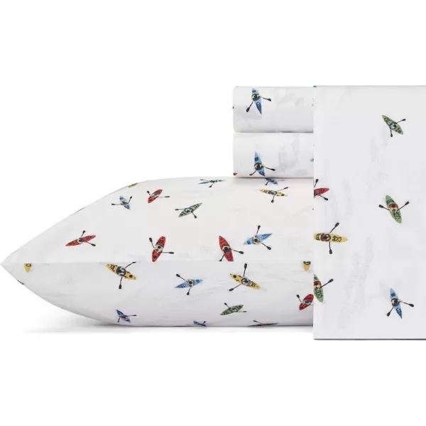imageEddie Bauer  Full Sheets Cotton Percale Bedding Set Crisp amp Cool Home Decor Eddies Oar Blue FullFull Kayaks WhiteBlueRed