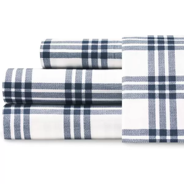 imageEddie Bauer  Full Sheets Cotton Percale Bedding Set Crisp amp Cool Home Decor Eddies Oar Blue FullFull Plaid NavyWhite