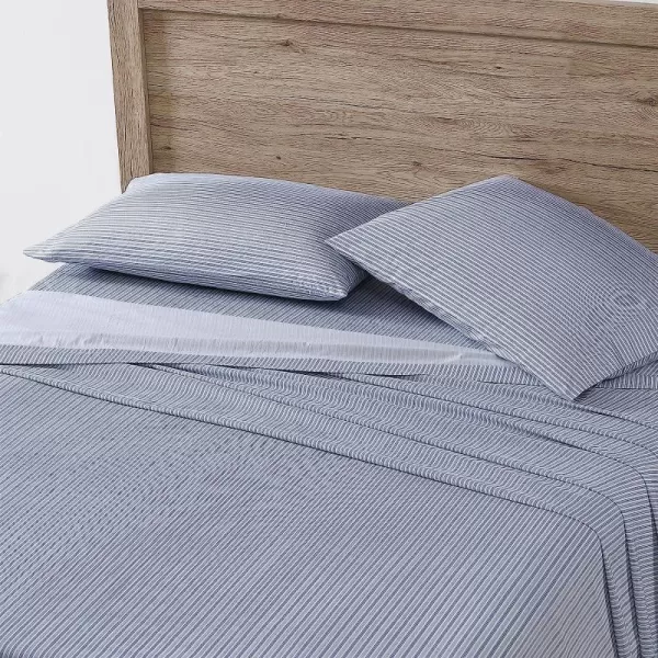 imageEddie Bauer  Full Sheets Cotton Percale Bedding Set Crisp amp Cool Home Decor Eddies Oar Blue FullFull Ticking Stripe BlueWhite