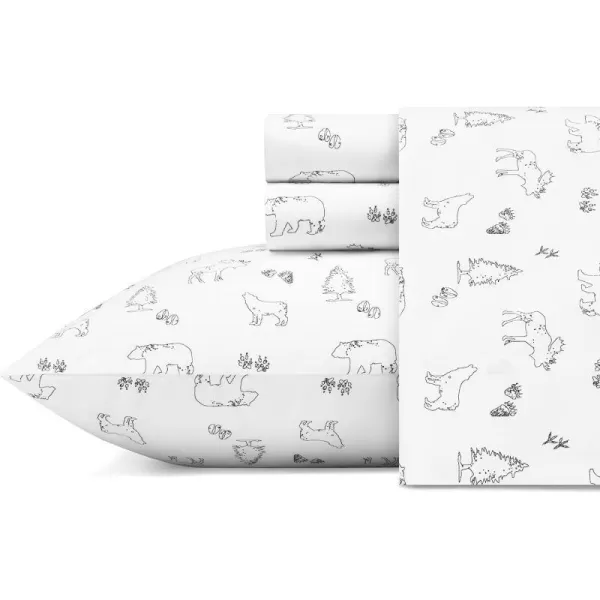 imageEddie Bauer  Full Sheets Cotton Percale Bedding Set Crisp amp Cool Home Decor Eddies Oar Blue FullKing Animal Tracks WhiteBlack