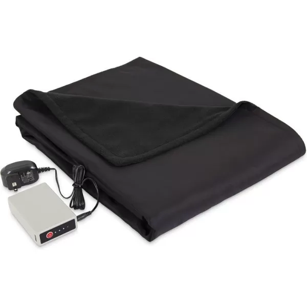 imageEddie Bauer  Heated Throw Blanket Water Resistant Throw with Warming Pocket  Rechargeable Battery Weather Smart Fleece for Travel Camping and Outdoor Use BlackBlack