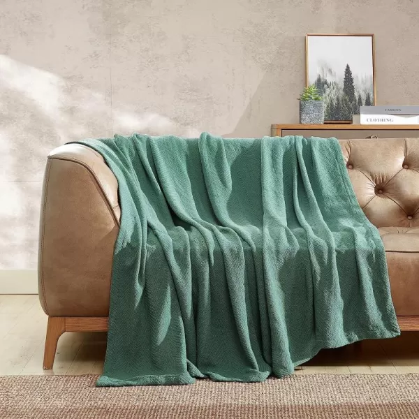 imageEddie Bauer  King Blanket Lightweight Cotton Bedding Home Decor for All Seasons Herringbone Chrome KingKing Green