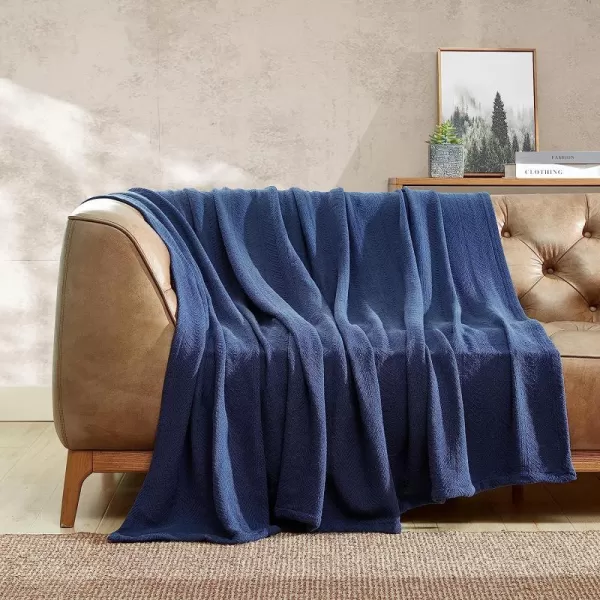imageEddie Bauer  King Blanket Lightweight Cotton Bedding Home Decor for All Seasons Herringbone Chrome KingKing Navy