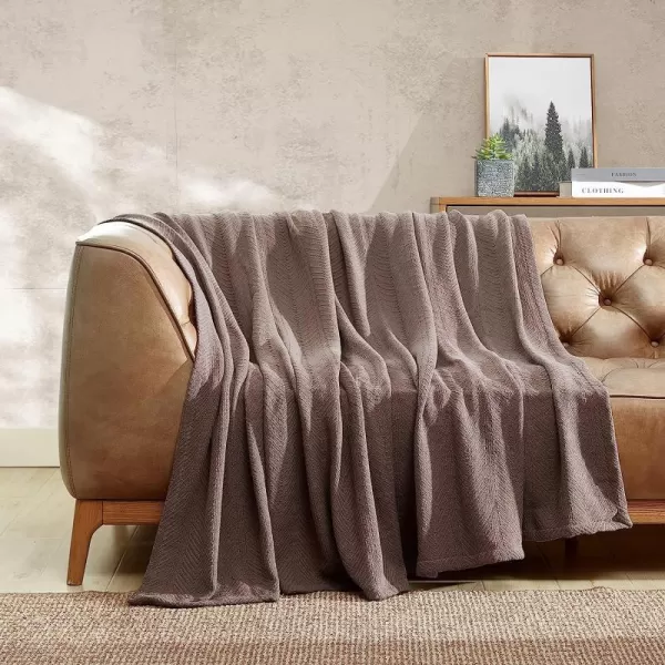 imageEddie Bauer  King Blanket Lightweight Cotton Bedding Home Decor for All Seasons Herringbone Chrome KingQueen Mushroom