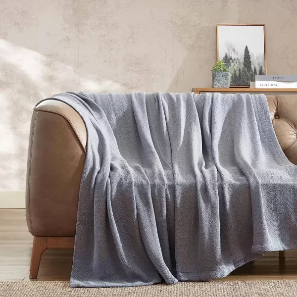 imageEddie Bauer  King Blanket Lightweight Cotton Bedding Home Decor for All Seasons Herringbone Chrome KingTwin Chrome
