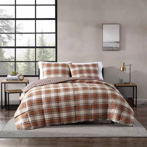 imageEddie Bauer  King Duvet Cover Set Reversible Cotton Bedding with Matching Shams Stylish Home Decor for All Seasons Edgewood Red KingRed