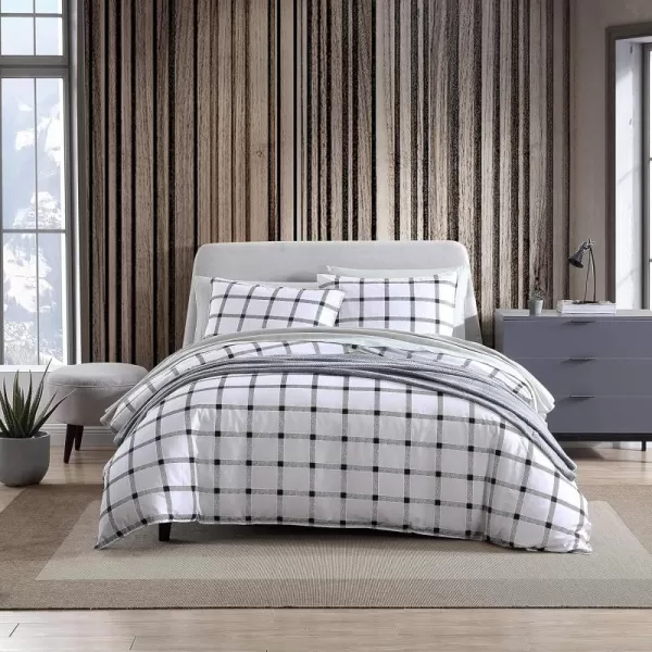 imageEddie Bauer  King Duvet Cover Set Soft Cotton Bedding with Matching Shams Modern Plaid Home Decor Bunkhouse Charcoal KingCharcoal Queen