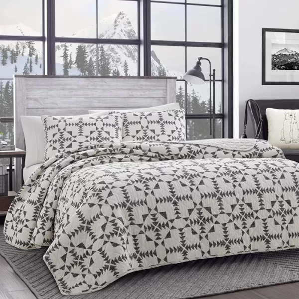 imageEddie Bauer  King Quilt Set Reversible Cotton Bedding with Matching Shams Lightweight Home Decor for All Seasons Arrowhead Charcoal KingArrowhead CharcoalIvory King