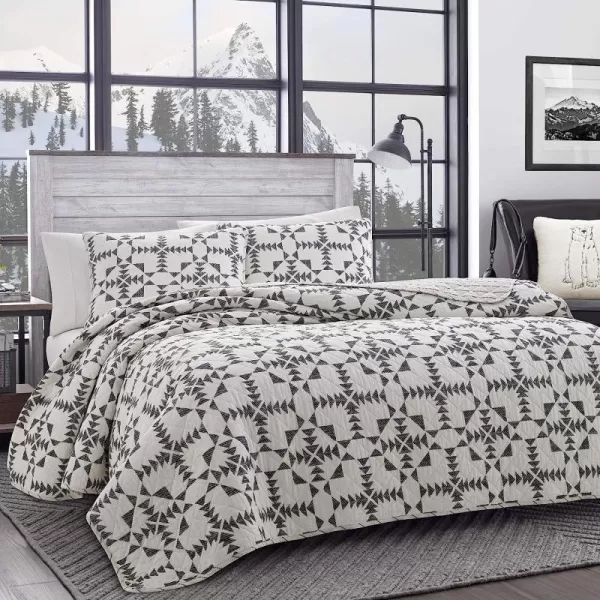 imageEddie Bauer  King Quilt Set Reversible Cotton Bedding with Matching Shams Lightweight Home Decor for All Seasons Arrowhead Charcoal KingArrowhead CharcoalIvory Twin