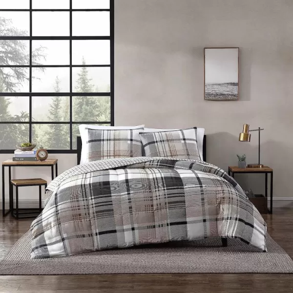imageEddie Bauer  Queen Comforter Set Plaid Reversible Bedding Stylish amp Warm Home Decor Normandy Grey QueenGreyWhiteBeigeKing