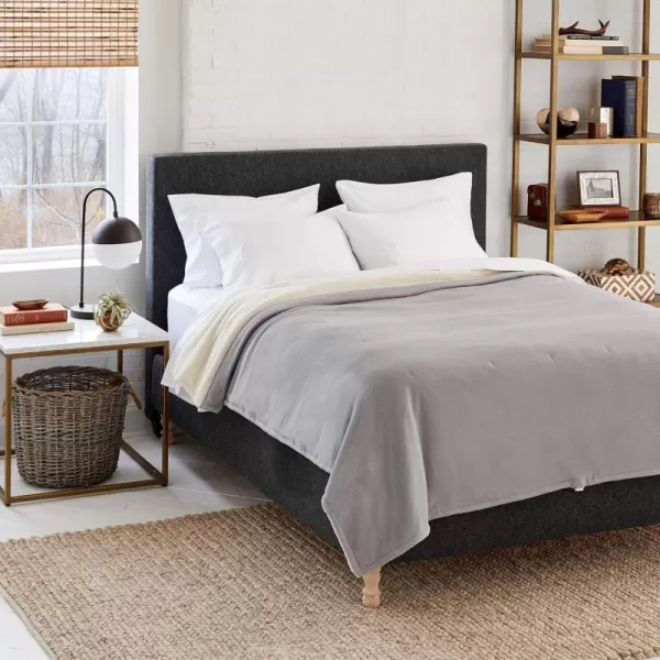 imageEddie Bauer  Queen Heated Blanket Soft Fleece Electric Blanket with Sherpa Reverse Warm Bedding with LowVoltage Technology Juniper QueenFull Grey