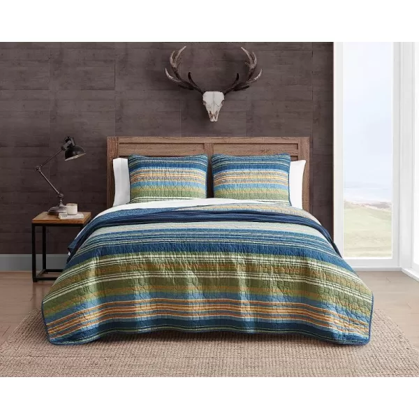 imageEddie Bauer  Queen Quilt Set Reversible Cotton Bedding with Matching Shams Home Decor for All Seasons Yakima Green QueenBlueGreenOrange Queen