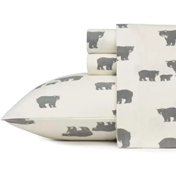 imageEddie Bauer  Queen Sheets Cotton Flannel Bedding Set Brushed For Extra Softness Cozy Home Decor Montlake Plaid QueenBear Family GreyWhite Queen