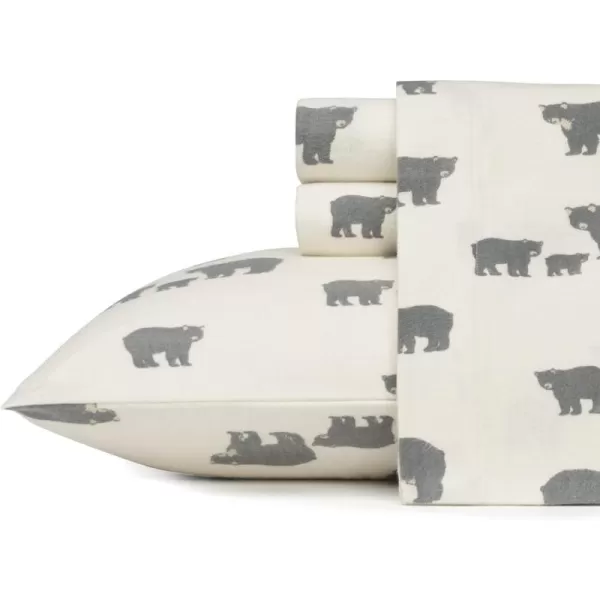 imageEddie Bauer  Queen Sheets Cotton Flannel Bedding Set Brushed For Extra Softness Cozy Home Decor Montlake Plaid QueenBear Family GreyWhite Twin