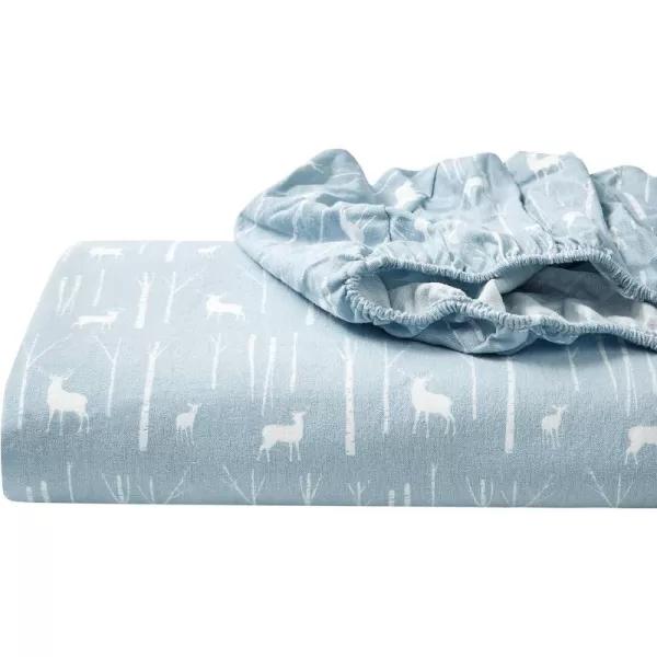 imageEddie Bauer  Queen Sheets Cotton Flannel Bedding Set Brushed For Extra Softness Cozy Home Decor Montlake Plaid QueenBirch Forest Light BlueIvory Queen
