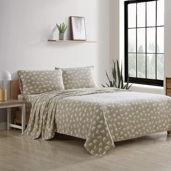 imageEddie Bauer  Queen Sheets Cotton Flannel Bedding Set Brushed For Extra Softness Cozy Home Decor Montlake Plaid QueenBuckhead Ridge KhakiBeige Queen