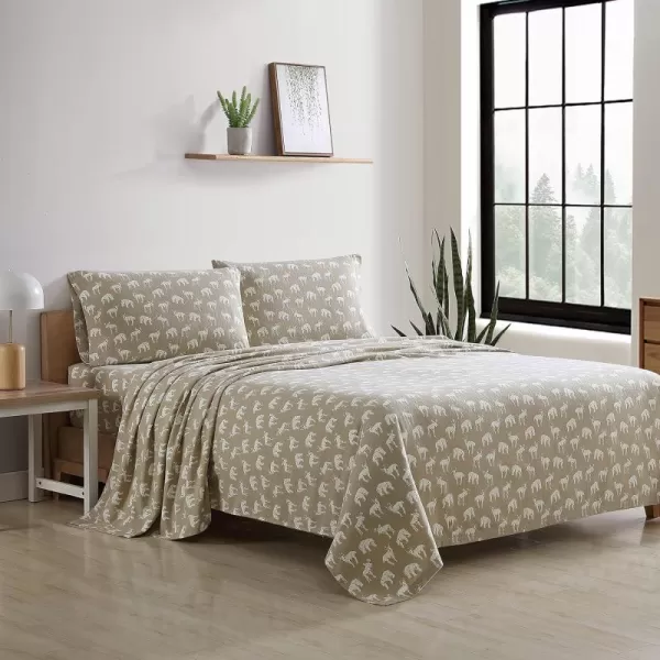 imageEddie Bauer  Queen Sheets Cotton Flannel Bedding Set Brushed For Extra Softness Cozy Home Decor Montlake Plaid QueenBuckhead Ridge KhakiBeige Twin