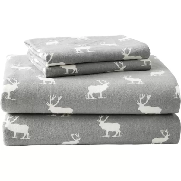 imageEddie Bauer  Queen Sheets Cotton Flannel Bedding Set Brushed For Extra Softness Cozy Home Decor Montlake Plaid QueenElk Grove GreyWhite Queen