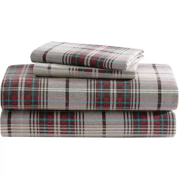 imageEddie Bauer  Queen Sheets Cotton Flannel Bedding Set Brushed For Extra Softness Cozy Home Decor Montlake Plaid QueenMontlake Plaid RedKhaki Full