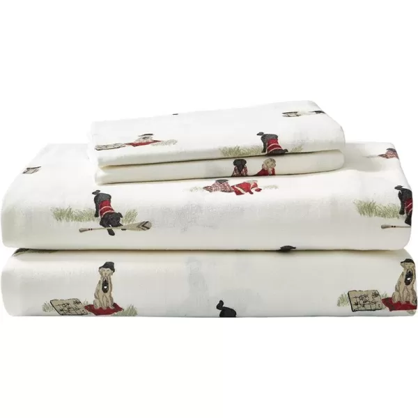imageEddie Bauer  Queen Sheets Cotton Flannel Bedding Set Brushed For Extra Softness Cozy Home Decor Montlake Plaid QueenRetriever Adventure IvoryMulti King
