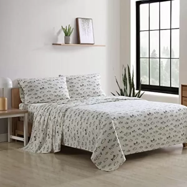 imageEddie Bauer  Queen Sheets Cotton Flannel Bedding Set Brushed For Extra Softness Cozy Home Decor Montlake Plaid QueenSchool of Fish GreenWhite Twin